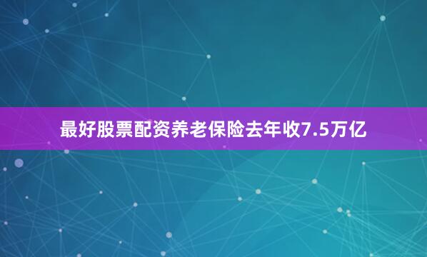 最好股票配资养老保险去年收7.5万亿